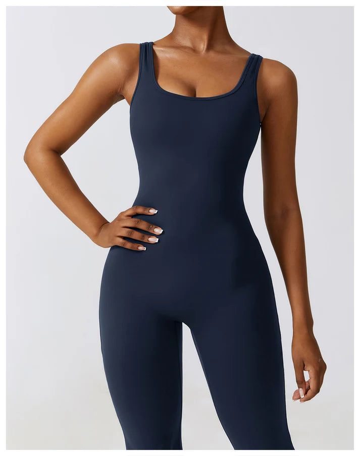 V-Back Butt Lift Flared Jumpsuit