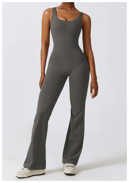 V-Back Butt Lift Flared Jumpsuit