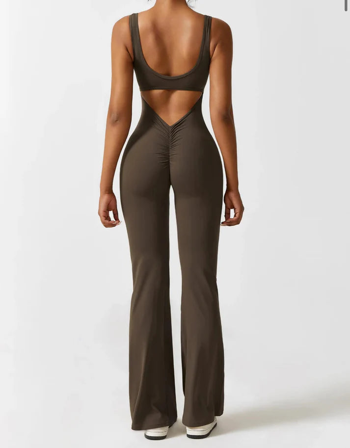 V-Back Butt Lift Flared Jumpsuit