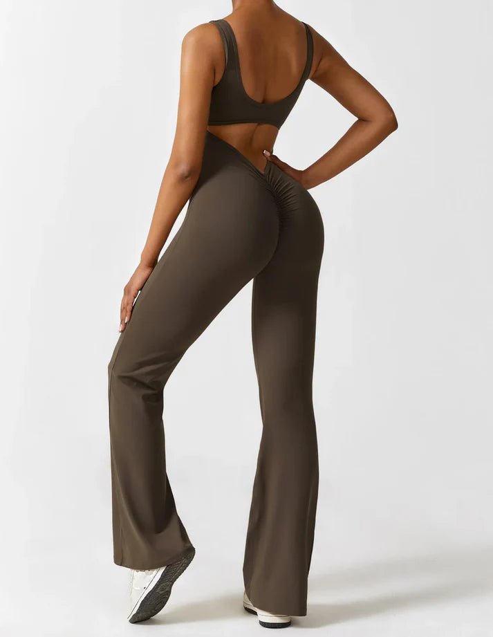 V-Back Butt Lift Flared Jumpsuit