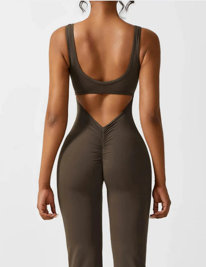 V-Back Butt Lift Flared Jumpsuit