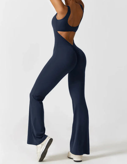 V-Back Butt Lift Flared Jumpsuit