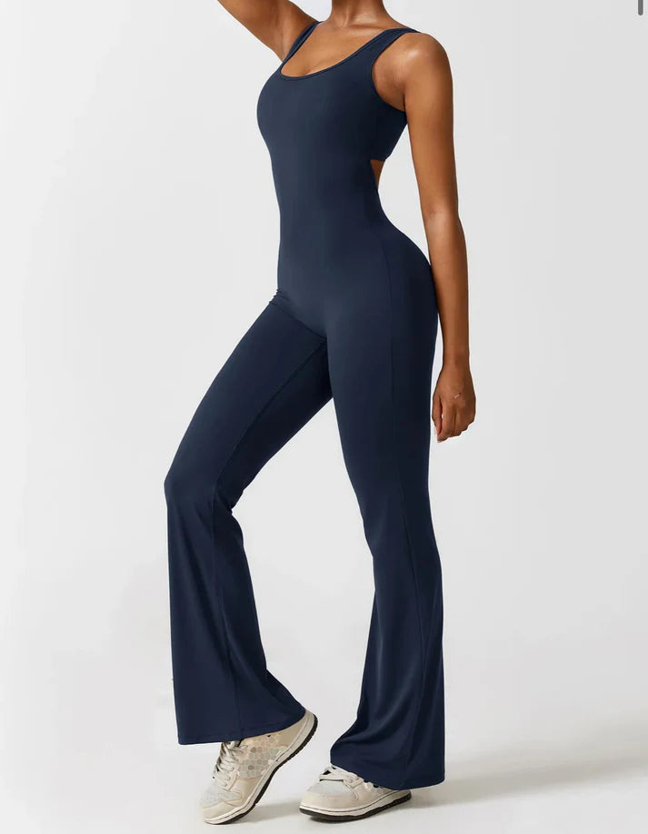 V-Back Butt Lift Flared Jumpsuit