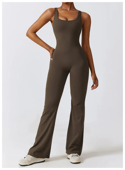 V-Back Butt Lift Flared Jumpsuit