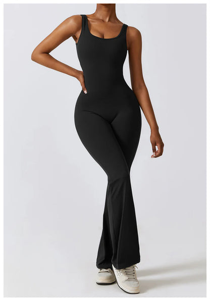 V-Back Butt Lift Flared Jumpsuit